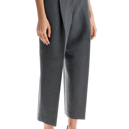 Toteme gray melange recycled fabric pleated trousers