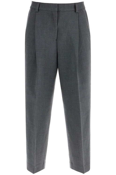 Toteme gray melange recycled fabric pleated trousers