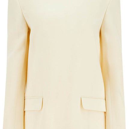 Toteme beige long sleeve top with applied pockets in viscose and wool