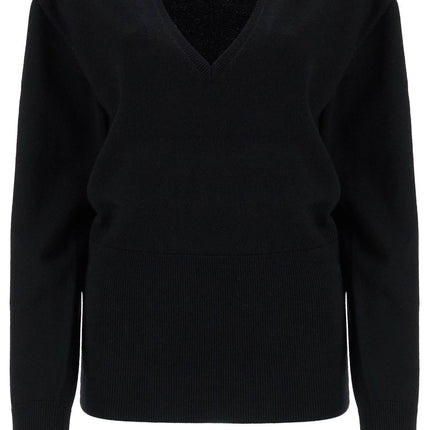 Toteme rws wool black sweater with deep v-neck