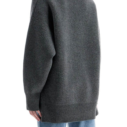 Toteme gray melange wool and cashmere sweater with wide neck