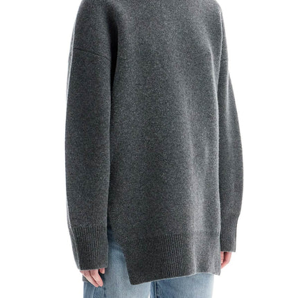 Toteme gray melange wool and cashmere sweater with wide neck