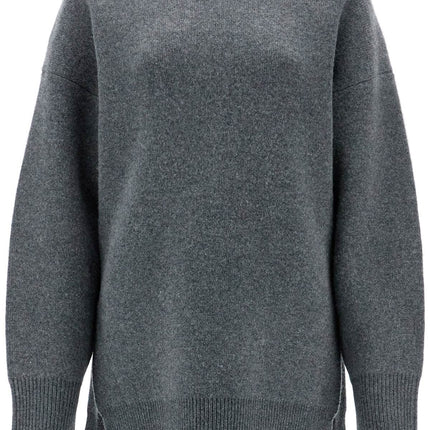 Toteme gray melange wool and cashmere sweater with wide neck