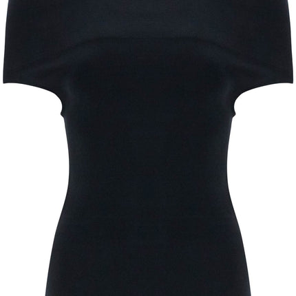 Toteme off-shoulder double-knit top in black viscose