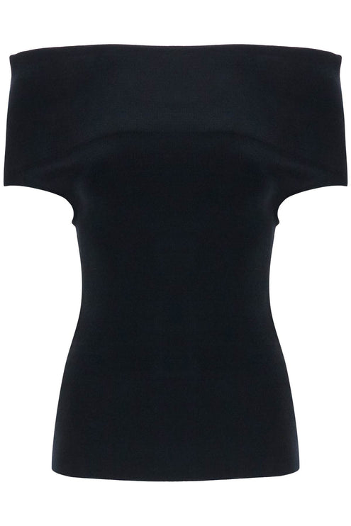 Toteme off-shoulder double-knit top in black viscose