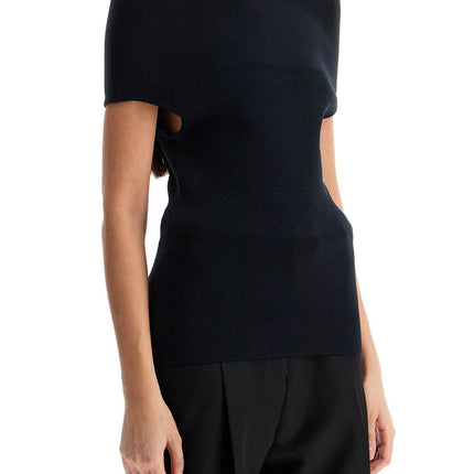 Toteme off-shoulder double-knit top in black viscose