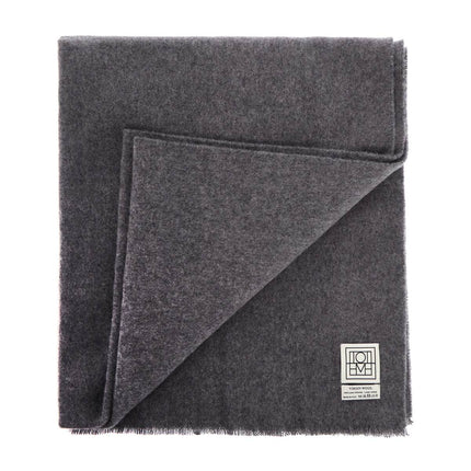 Toteme classic wide scarf in melange grey wool