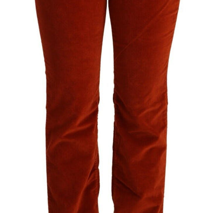 Jeans de corte recto de cintura baja roja elegante