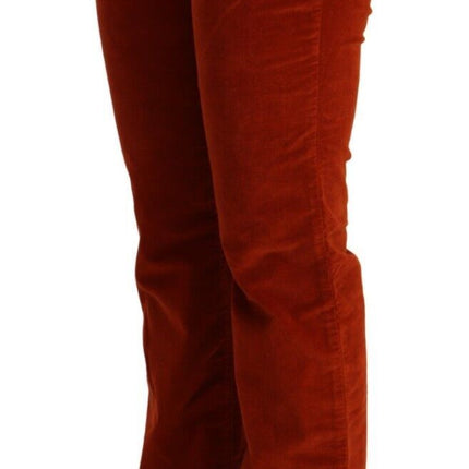 Jeans de corte recto de cintura baja roja elegante