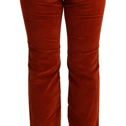 Jeans de corte recto de cintura baja roja elegante