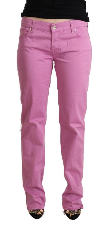 Elegantes jeans de mezclilla rosa cónica