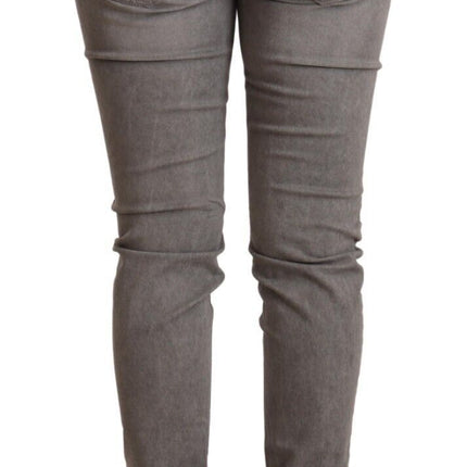 Jean en coton skinny à taille basse gris chic