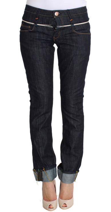 Eleganti jeans blu scuro della gamba dritta