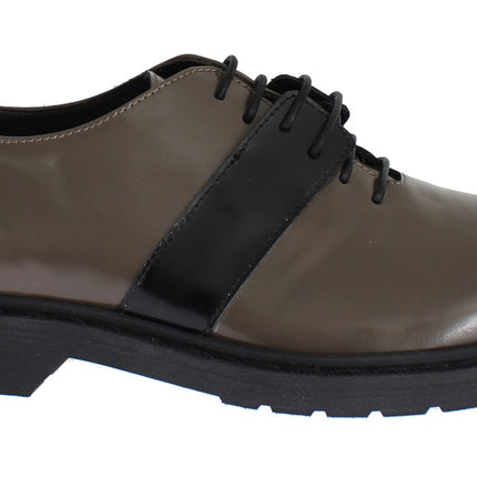 Elegante grijs bruin lederen veterschoenen