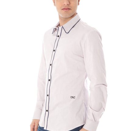 Chique roze Italiaanse kraag shirt met lange mouwen