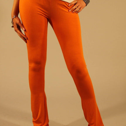 Chic arancione arancione elastico leggings