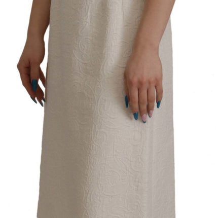 Exquisite Jacquard Midi Dress in White