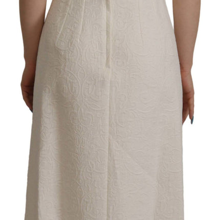 Exquisite Jacquard Midi Dress in White