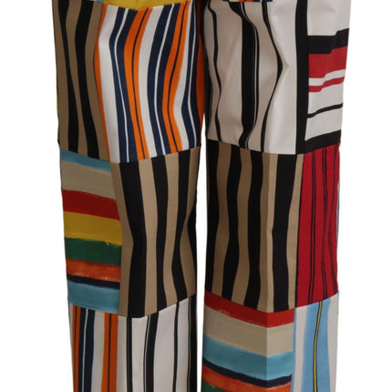 Elegant High Waist Striped Trousers