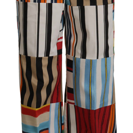 Elegant High Waist Striped Trousers