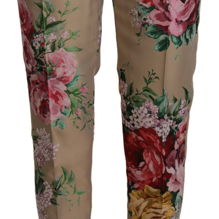 Pantalon de robe à taille haute florale