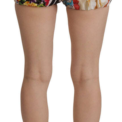 Veelkleurige majolica bloemen met hoge taille shorts