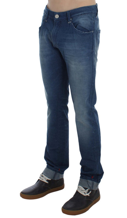 Denim italiano blu lavaggio in forma slim