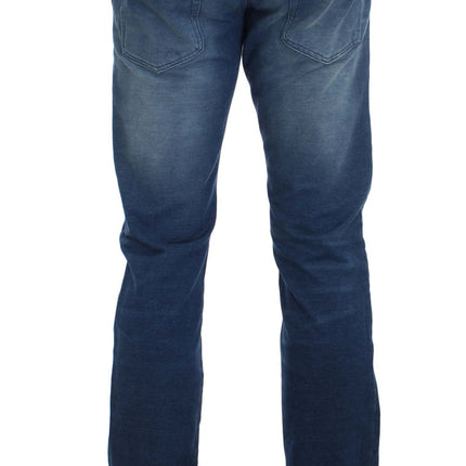 Denim italiano blu lavaggio in forma slim