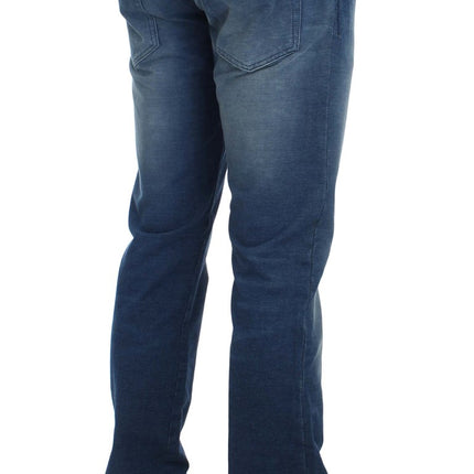 Denim italiano blu lavaggio in forma slim