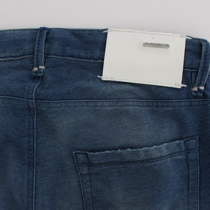 Denim italiano blu lavaggio in forma slim