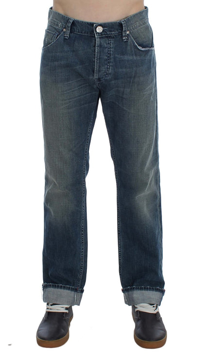 Elegante denim di lavaggio blu regolare