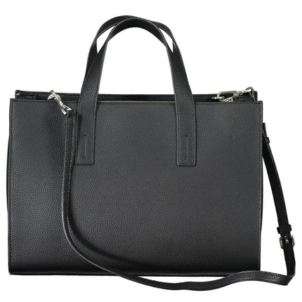 Black Polyester Women Handbag