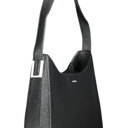 Black Polyester Women Handbag