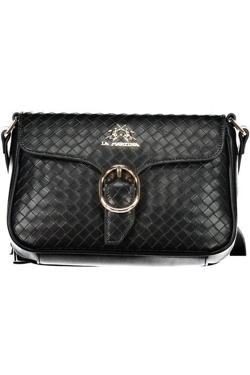 Elegante bolso negro con detalles en contraste