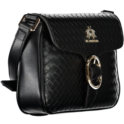 Elegante bolso negro con detalles en contraste