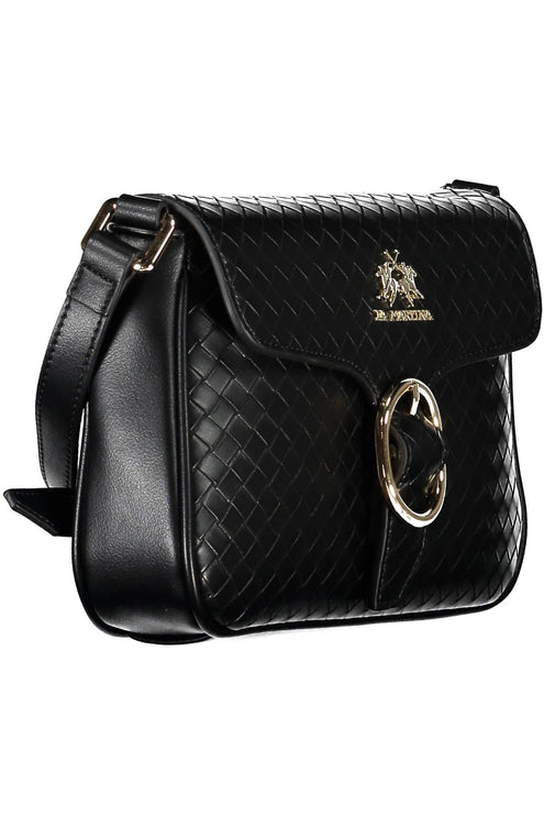 Elegante bolso negro con detalles en contraste