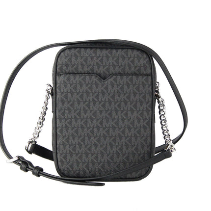 Bolso mediano de piel con cadena North South Crossbody negro