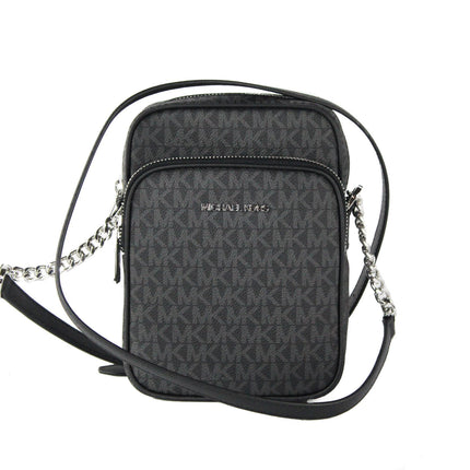 Bolso mediano de piel con cadena North South Crossbody negro