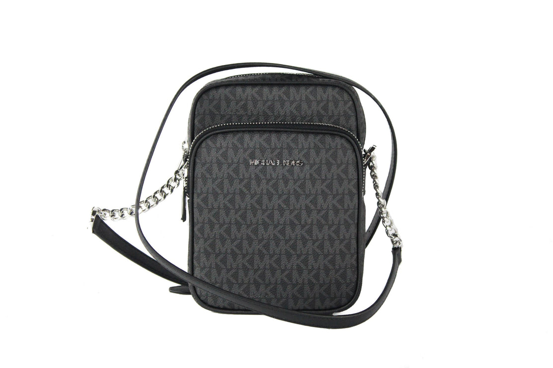 Bolso mediano de piel con cadena North South Crossbody negro