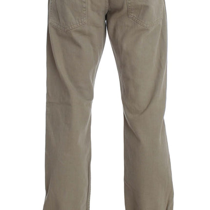 Jean en coton droit beige pour hommes