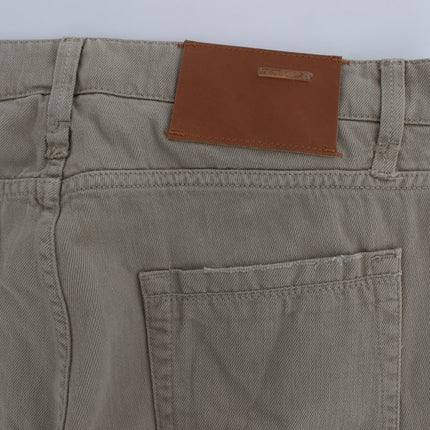 Jean en coton droit beige pour hommes