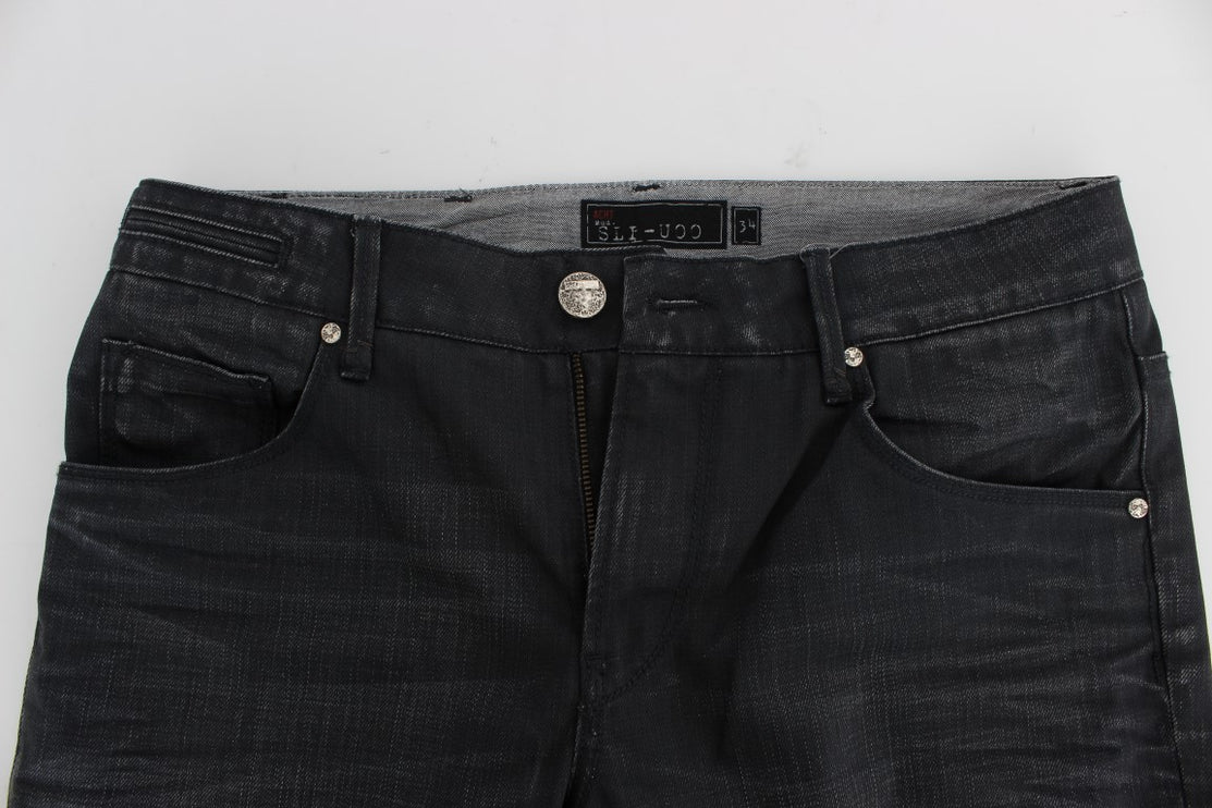 Jeans da uomo italiani eleganti grigi in forma grigia