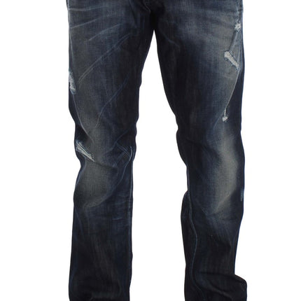 Eleganti jeans blu regolari in forma dritta