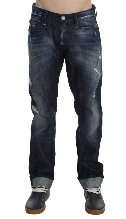 Eleganti jeans blu regolari in forma dritta