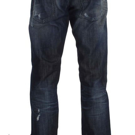 Eleganti jeans blu regolari in forma dritta