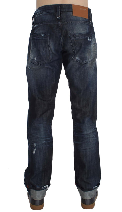 Eleganti jeans blu regolari in forma dritta