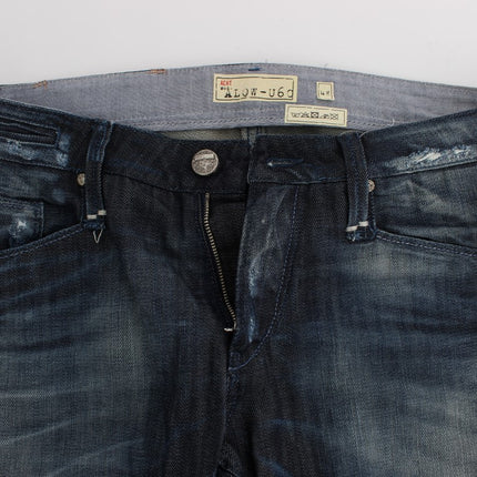 Eleganti jeans blu regolari in forma dritta