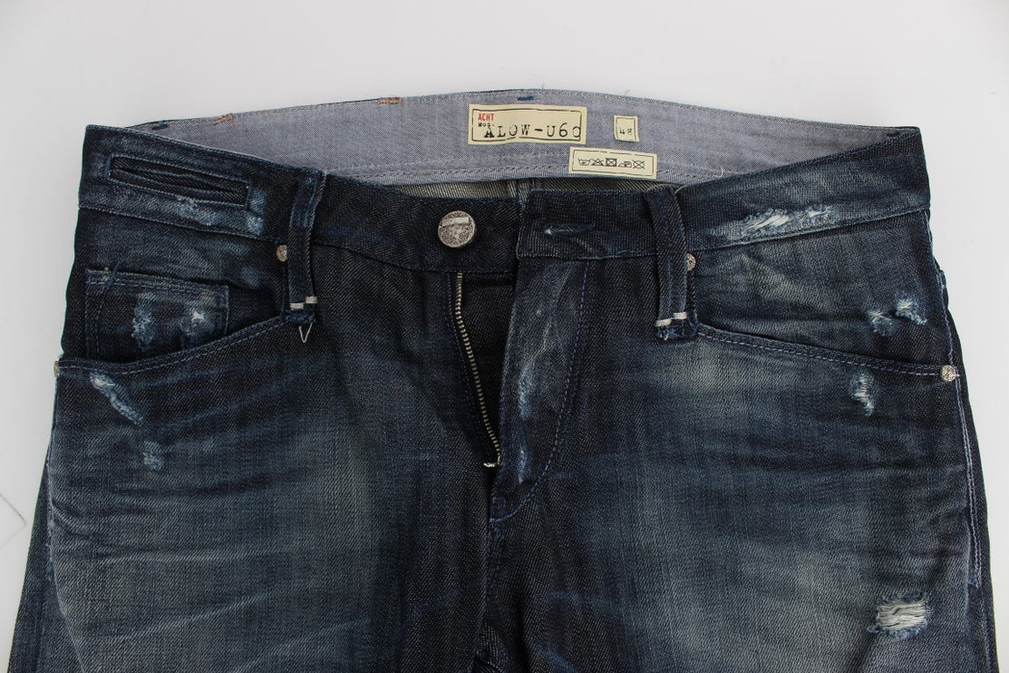 Eleganti jeans blu regolari in forma dritta