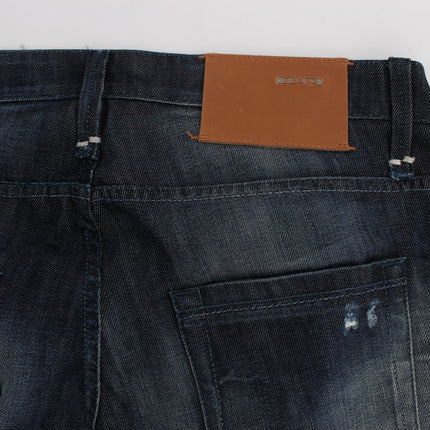 Eleganti jeans blu regolari in forma dritta