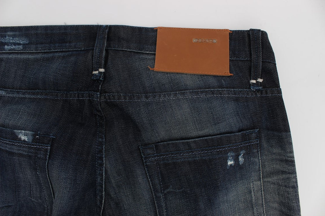 Eleganti jeans blu regolari in forma dritta